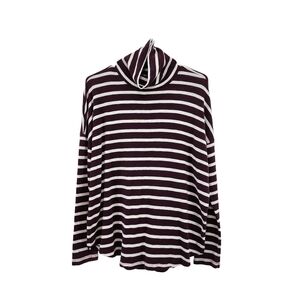 Aerie Women's Beachside Cotton Poly Stripes Turtleneck Top - M